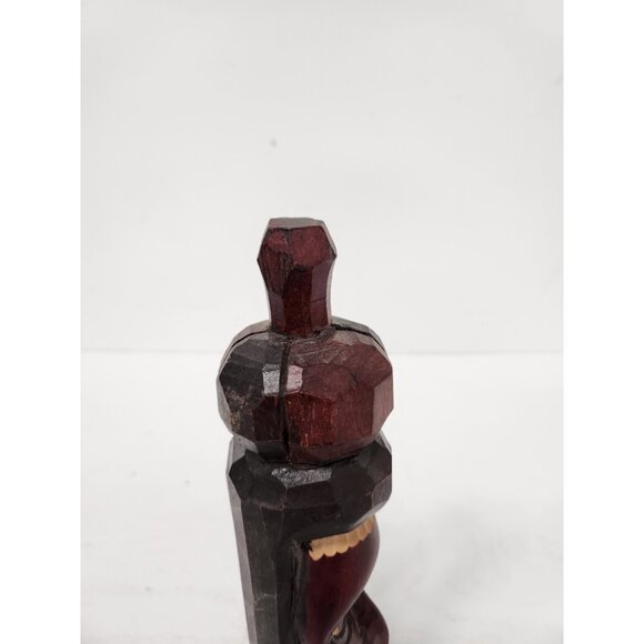 Vintage Hand Carved Solid Wood Tiki Head Statue Totem Pole Jamaican Folk Art - Picture 7 of 10